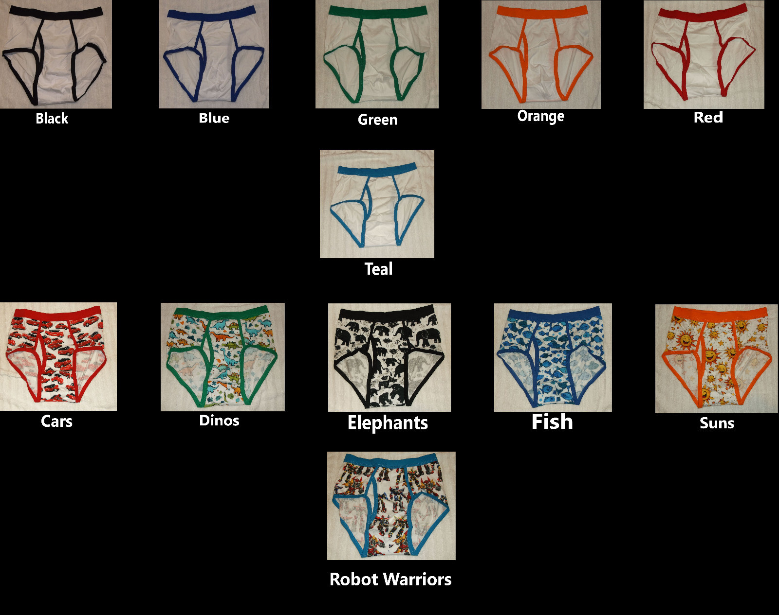 Men's Pattern / Cartoon / Colored Waistband Adult Briefs Underwear S, M, L