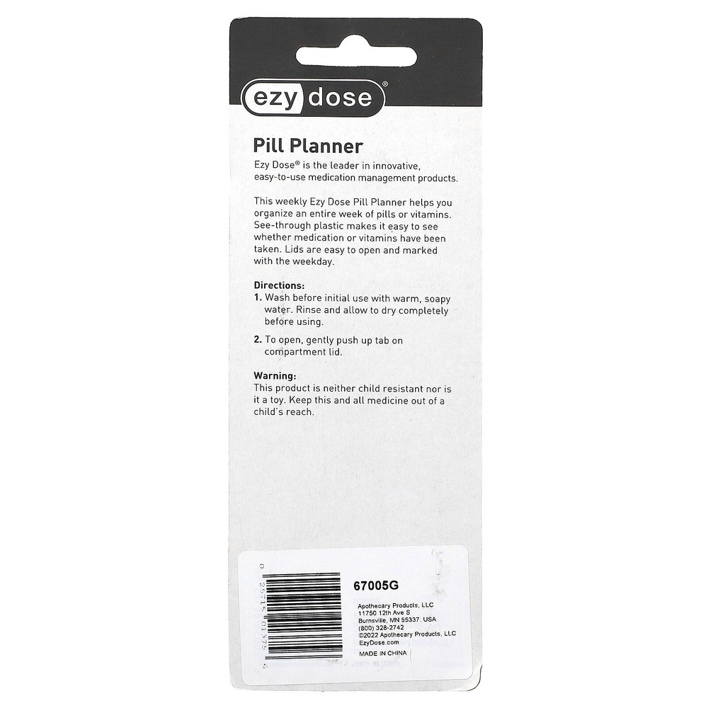 Weekly Classic Pill Planner, Medium, 1 Count