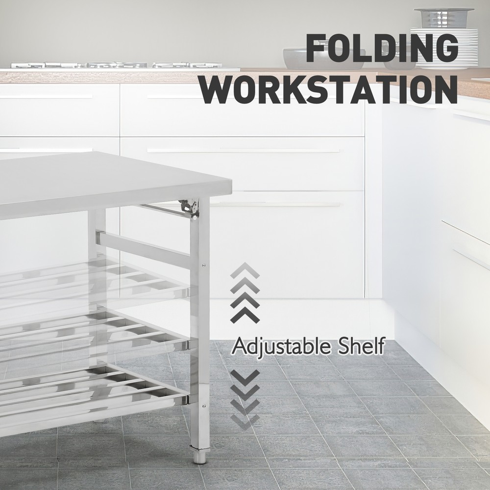 24x60in Kitchen Restaurant Work Prep Table Adjustable Undershelf Stainless Steel