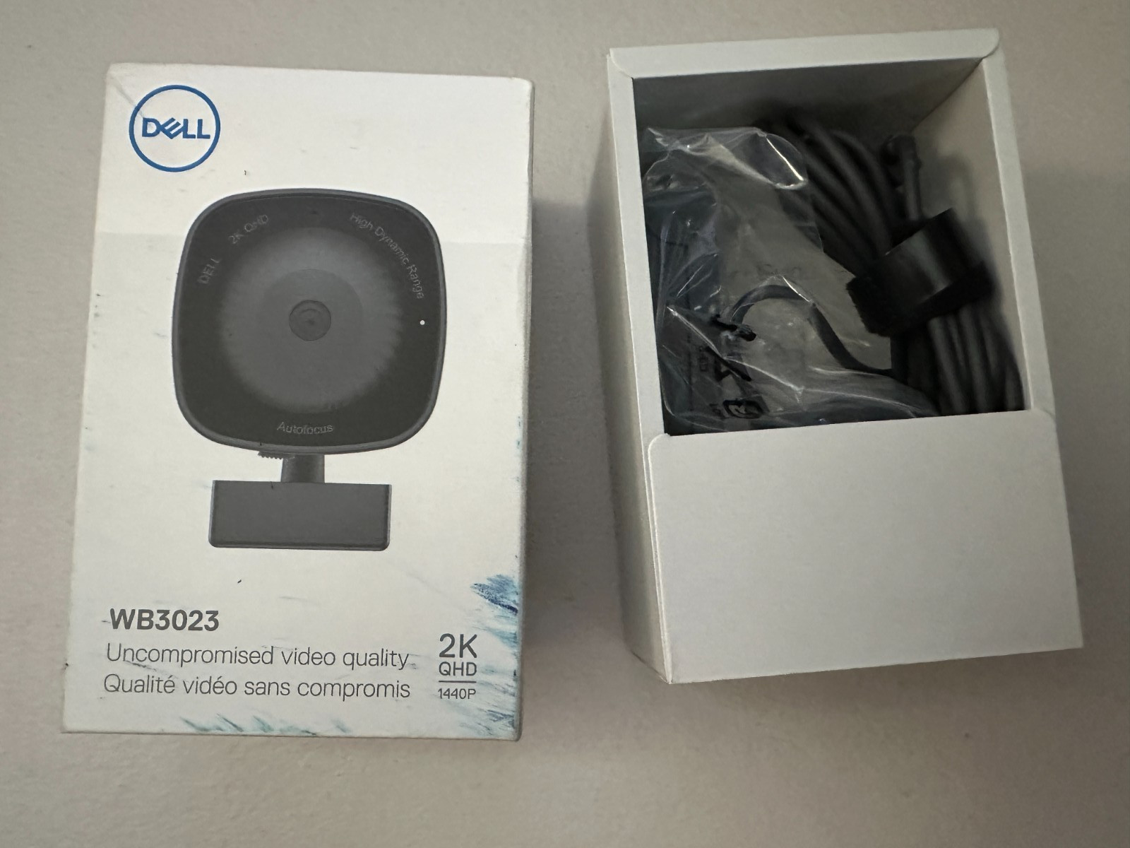 Dell 2K QHD 1440P HDR Webcam WB3023 Face Detection, Noise Reduction