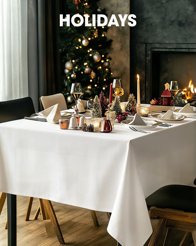 Rectangle Table Cloth 60" x 102" – Durable Polyester Tablecloth Offers Reusab...
