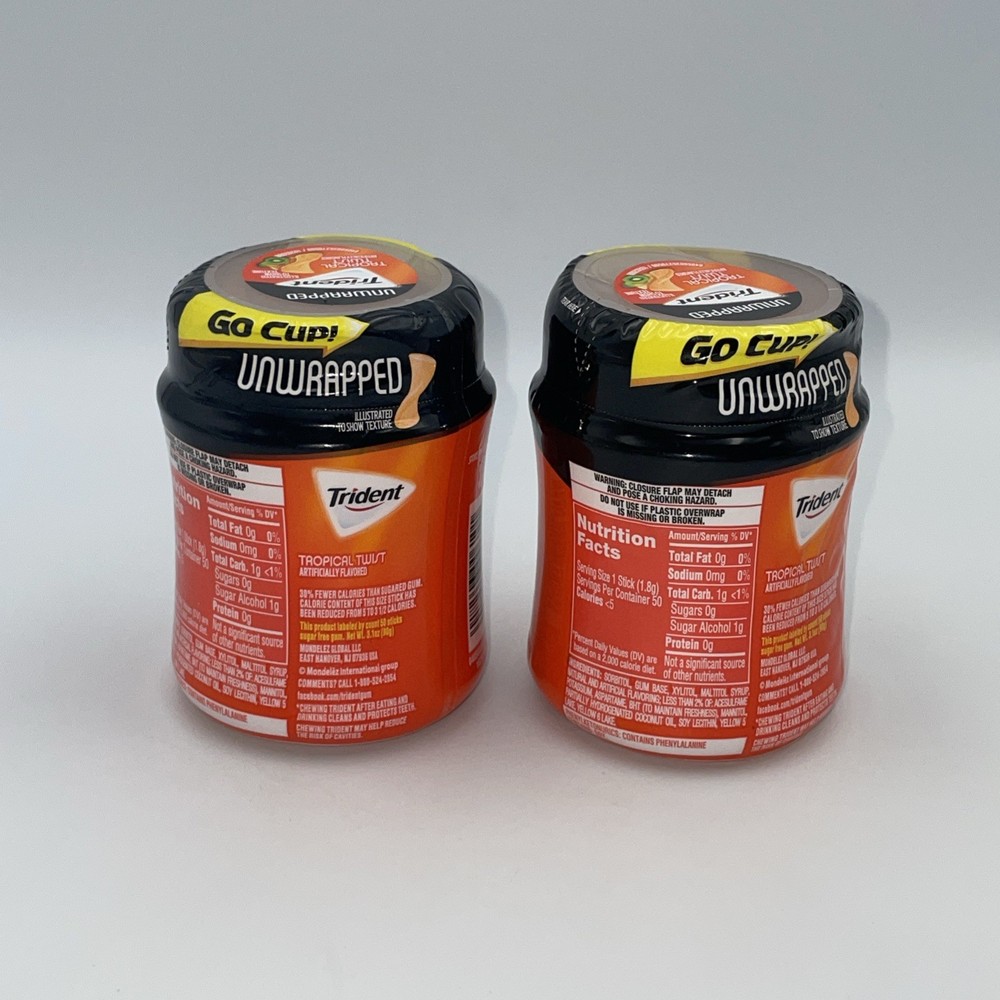 Trident Unwrapped Tropical Twist Bottle Candy, 2 Count, 50 Count/Bottle