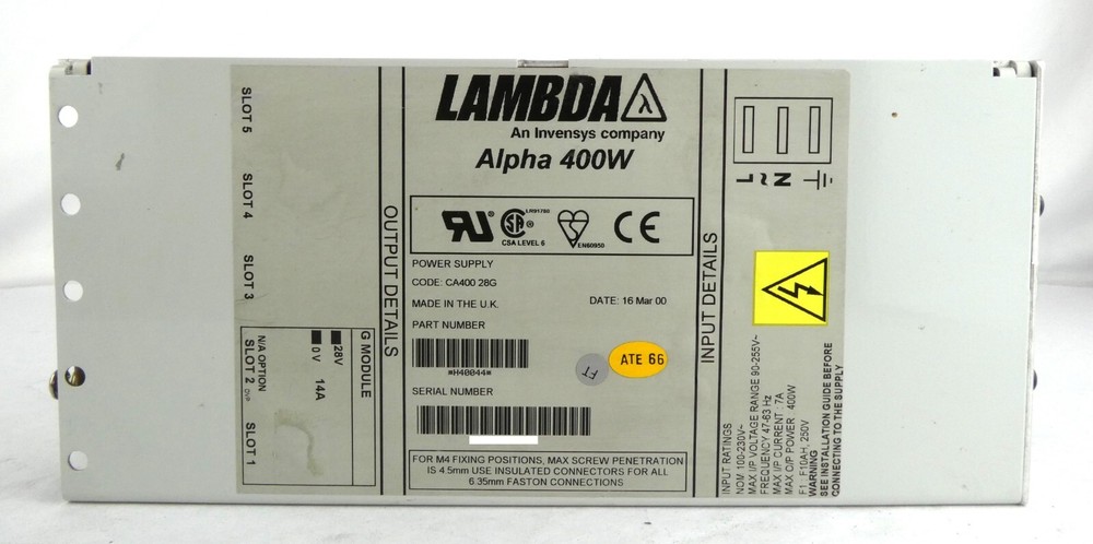 Lambda H40044 Power Supply Alpha 400W CA400 28G Working Surplus