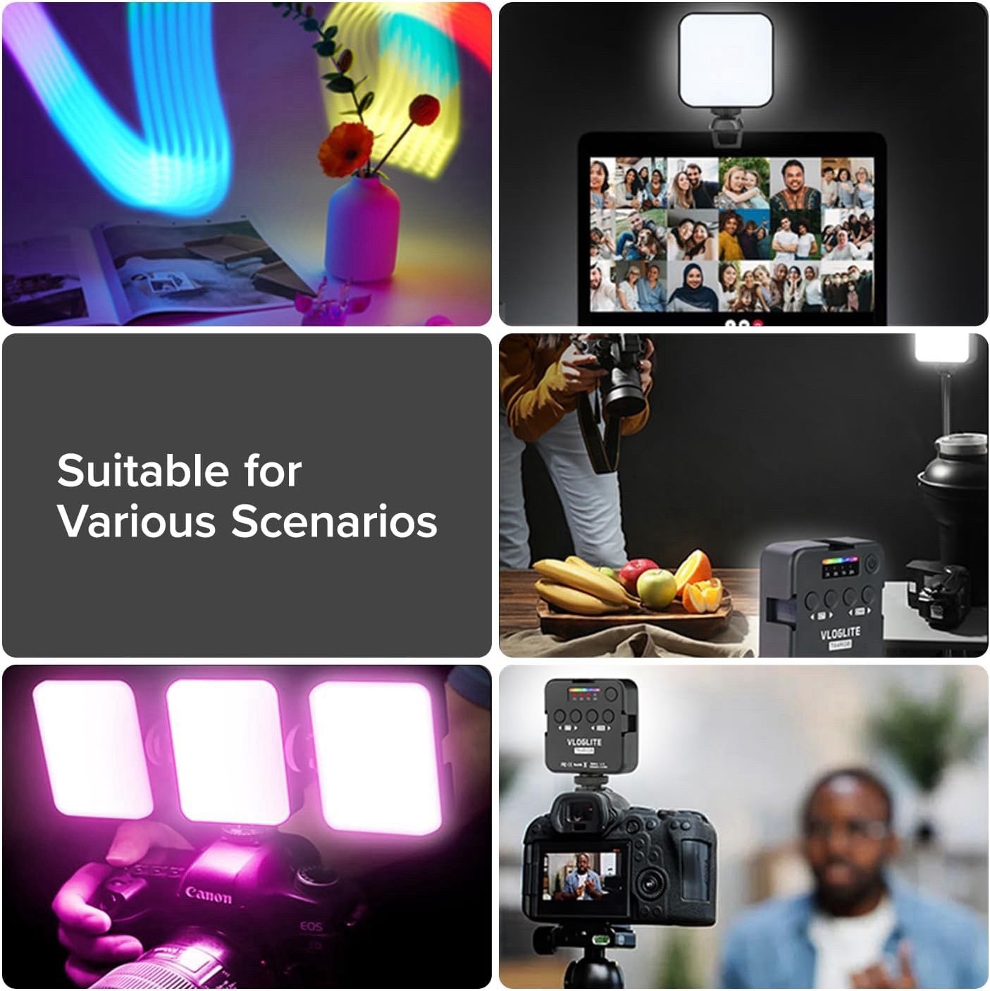 Pocket Camera Video Light RGB 2500K-9000K, Rechargeable Full Color , CRI 95