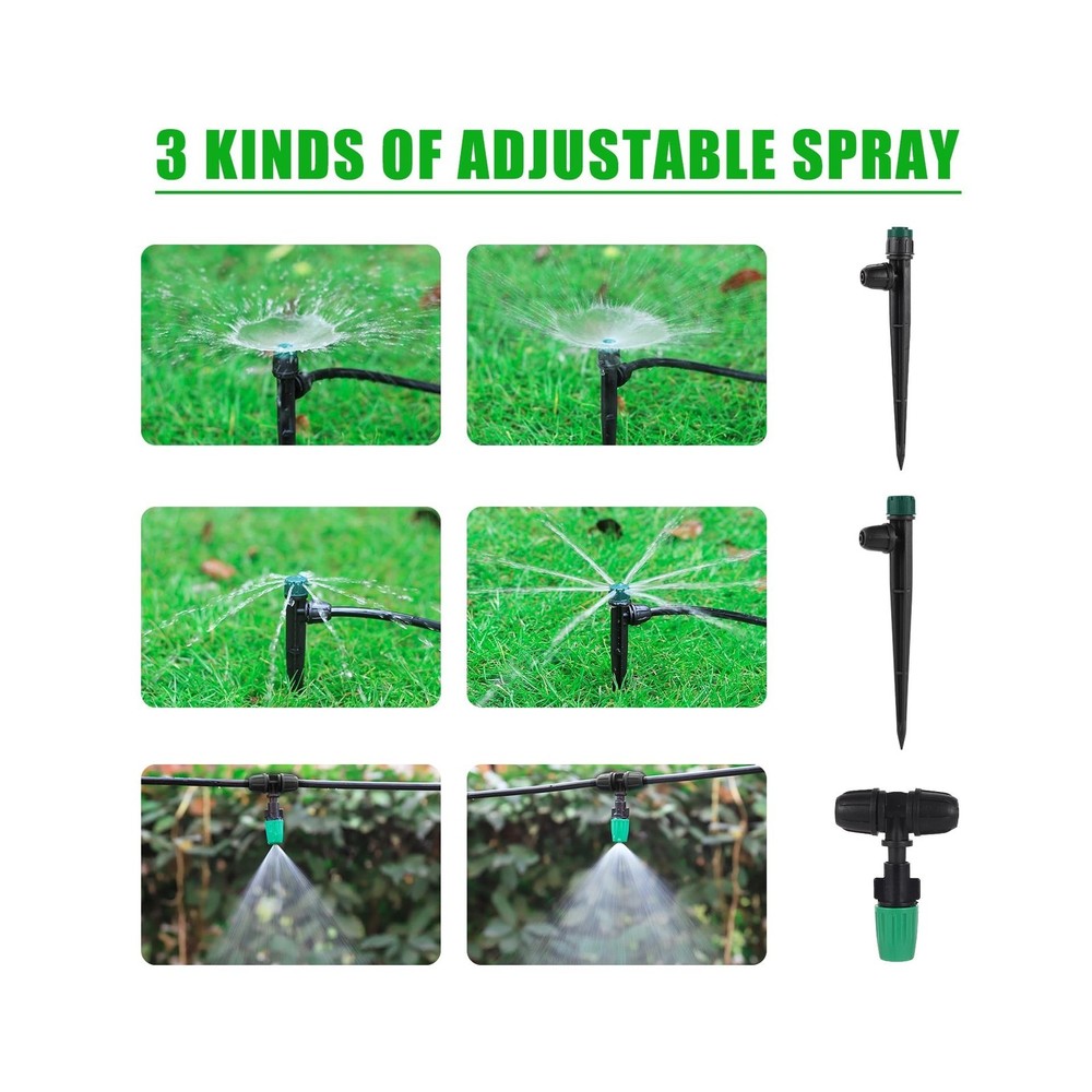 Leak-Proof Drip Irrigation Kit,Quick Connect Irrigation System, Lock Barbed G...