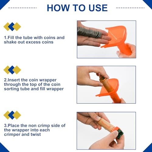 144 Pcs Assorted Coin Wrapper Rolls with Color Coded Tubes & Crimping Tool