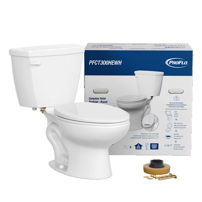PROFLO PFCT300HE 1.28 GPF Two Piece Round Toilet - White