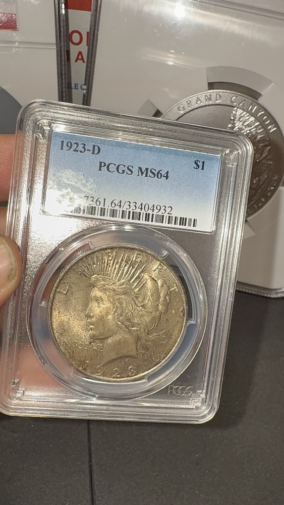 BEAUTIFUL! 1923-D Peace Silver Dollar, PCGS MS-64!