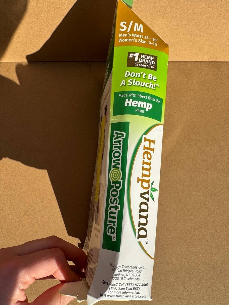 Hempvana Arrow Posture-Fully Adjustable Posture Support Adult (S/M) damaged box