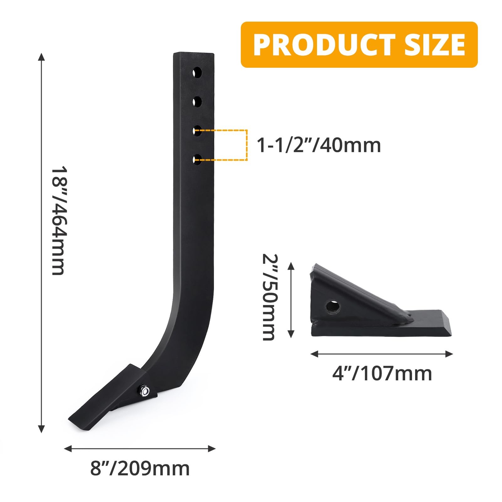 Box Blade 18'' Ripper Shank 4 Holes Box Scraper Shank Removable Tapered Teeth