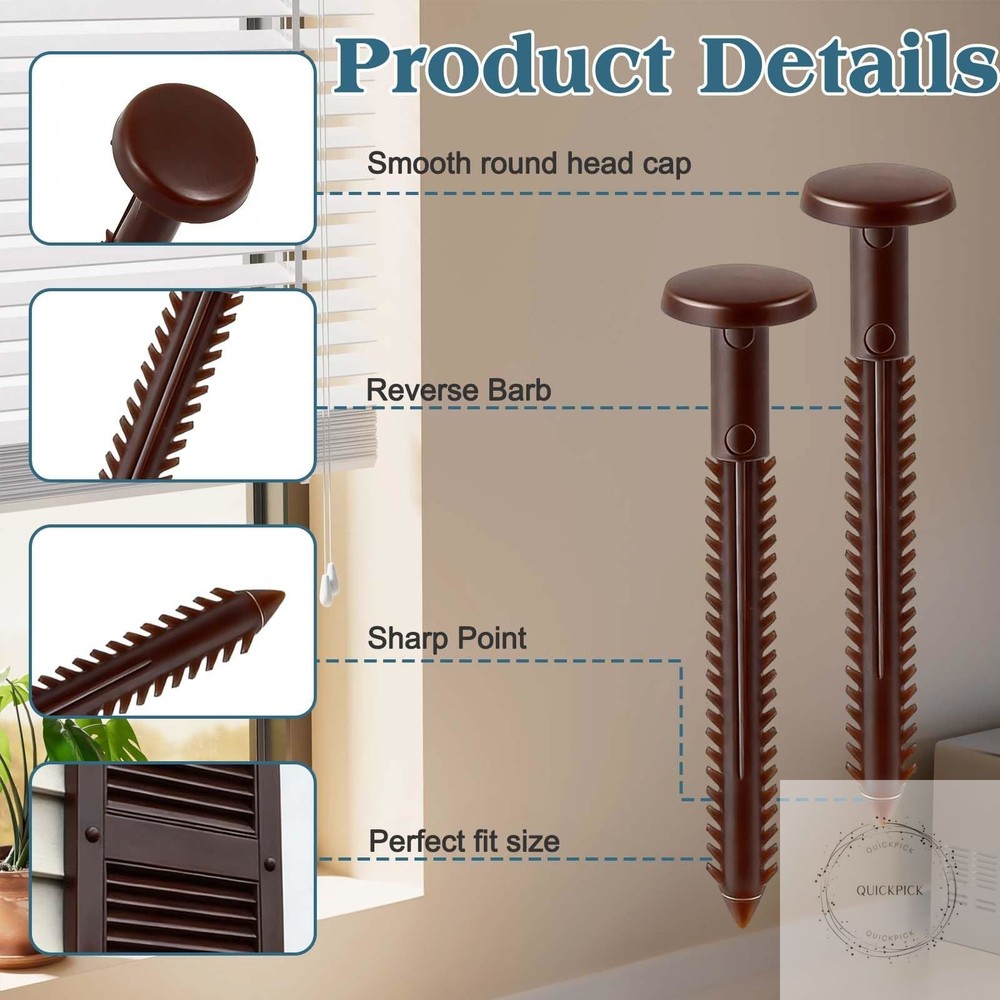 60Pcs 3 Inch Vinyl Shutter Fasteners, Window Shutter Panel Pegs Shutter Screws