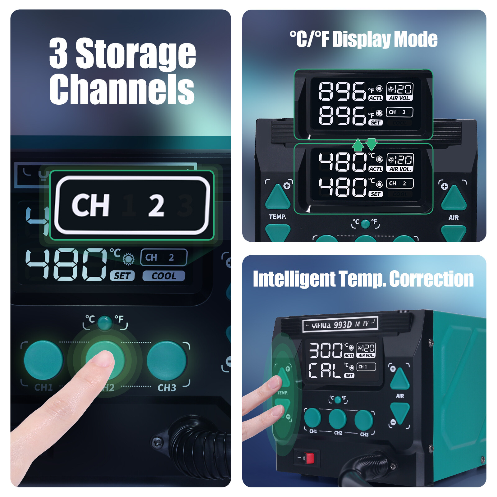 YIHUA 813 DC Power Supply Hot Air Gun Soldering Station 4 In 1 Phone Repair Tool