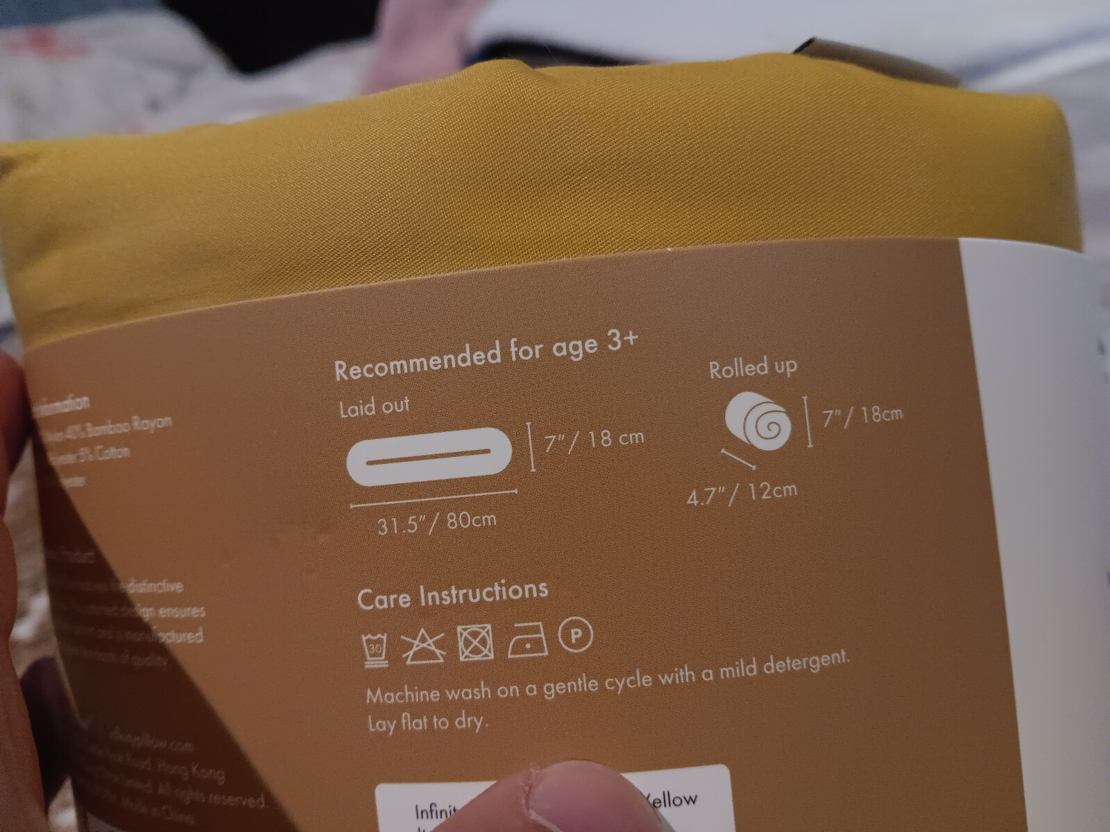 Huzi Infinity Pillow kids Mini Travel Neck Pillow ochre yellow NEW