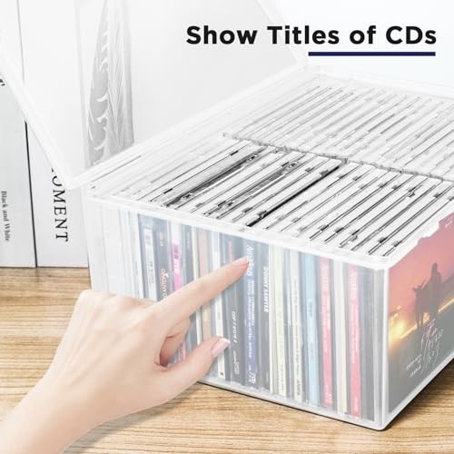Plastic CD Storage Box, Store 40+ CDs, Clear DVD Storage Case