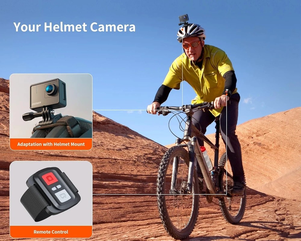 iZEEKER 4K Action Camera 20MP Waterproof 40M WiFi EIS Remote 2 Batteries