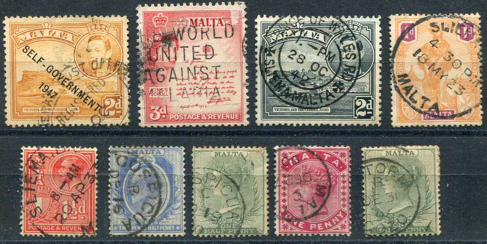 MALTA (25660): selection stamps postmarks/cancels