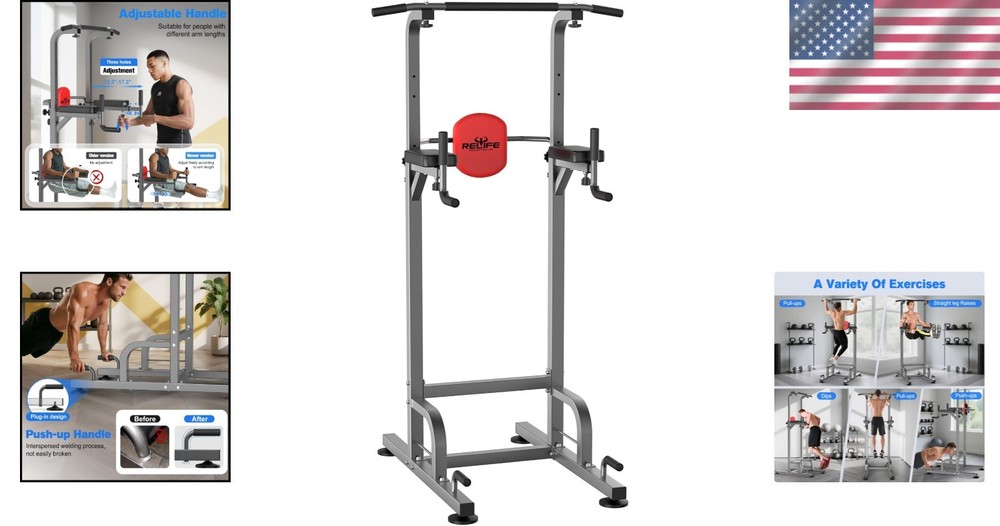 Sturdy Power Tower Pull Up Bar Station - Adjustable & Multi-Functional Fitness