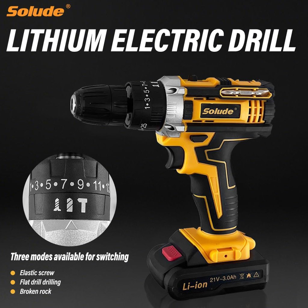 Tool Set with Drill,21V Cordless Power Drill Tool Box with 2 Battery,Electric Dr