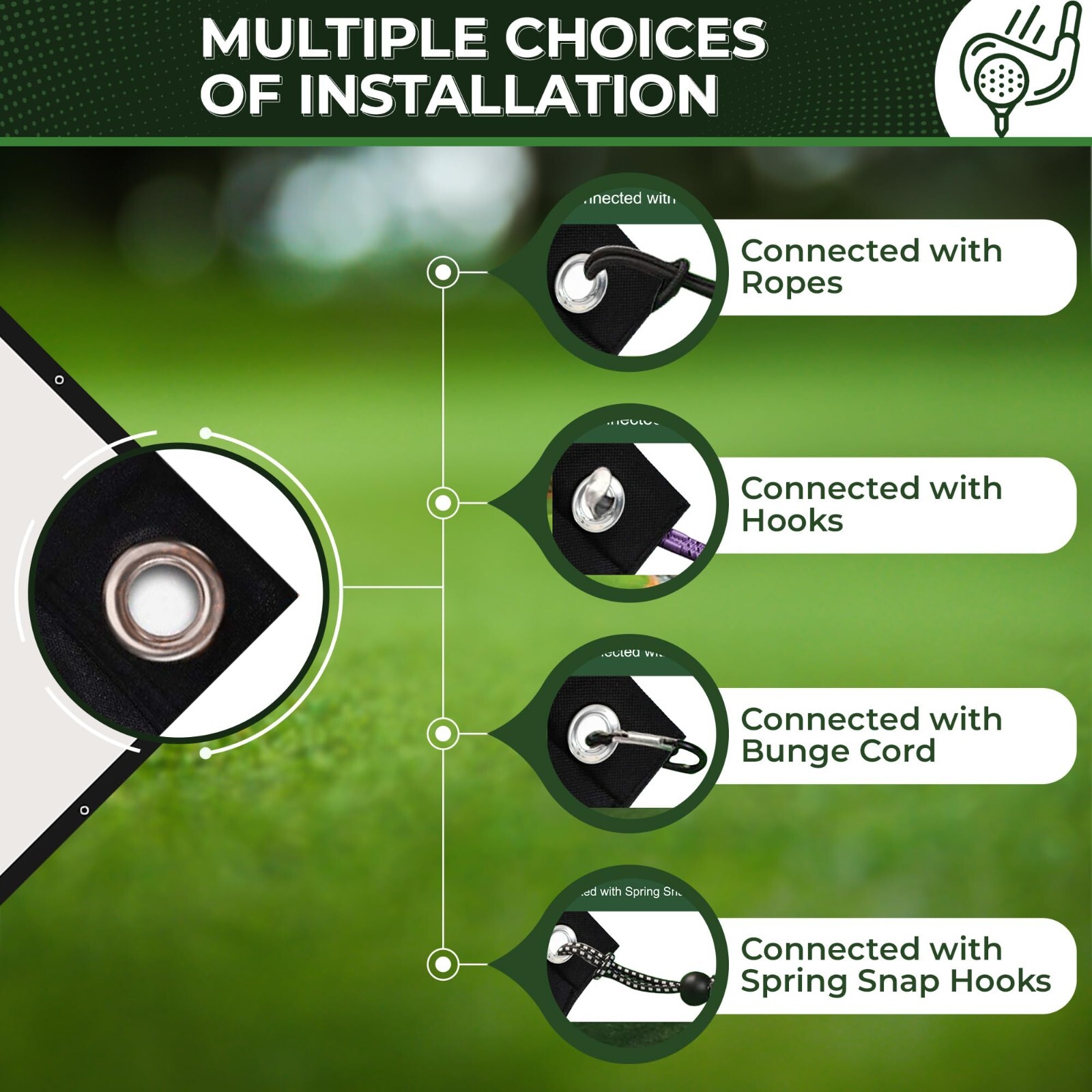 KHAMPA Golf Simulator Impact Screen 9'10'' Indoor DIY Golf Impact Screen Quality