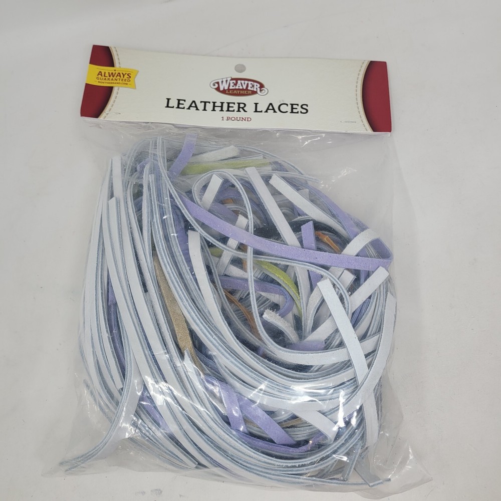 Weaver 1 Lb Leather Working Laces, Mostly White, PERFECT Assortment for Dyeing!