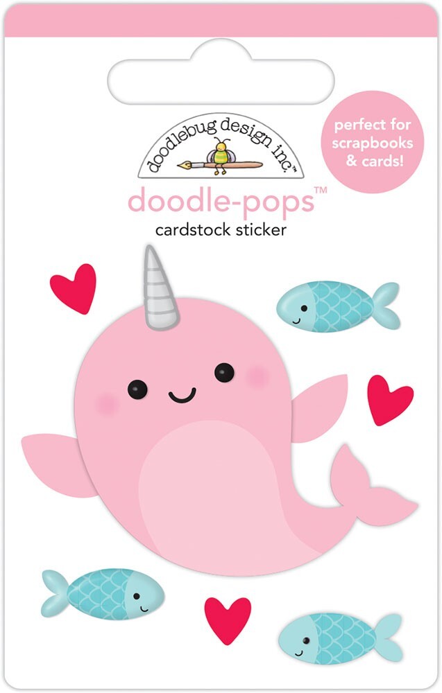 Doodlebug Doodle-Pops 3D Stickers - Whale Hello, NEW