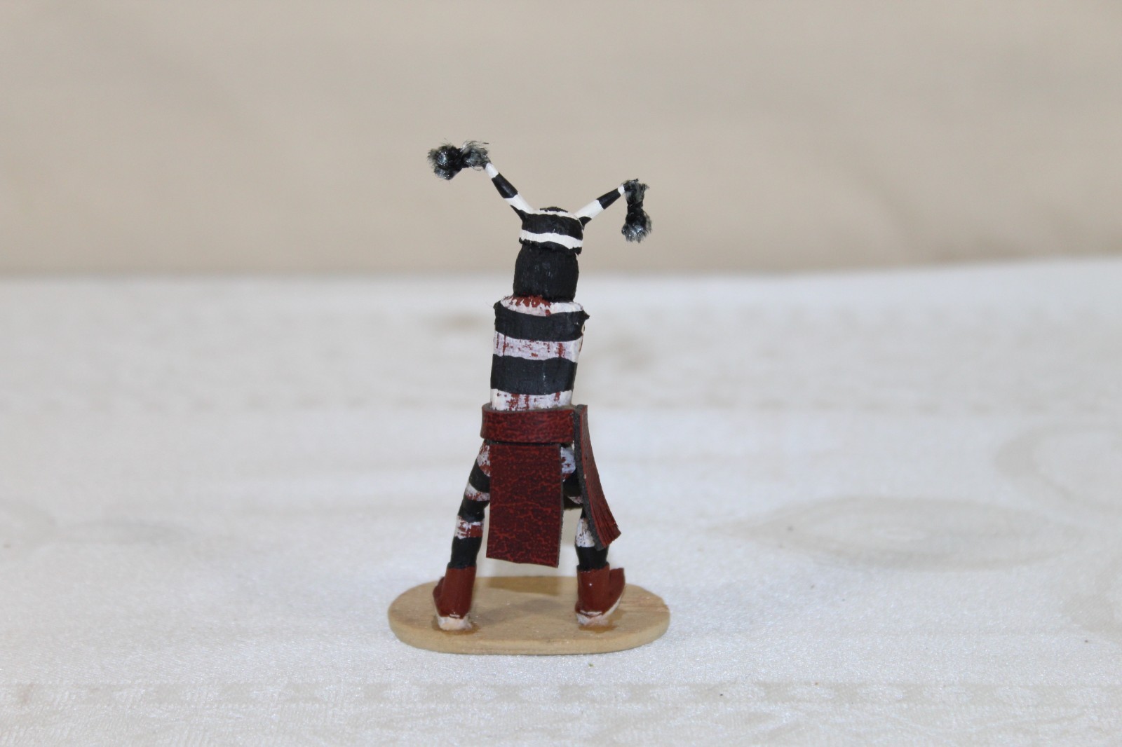 Vintage Hopi Pueblo 3.25" Kachina Doll Hopi Clown Koshare Signed Missing Arms