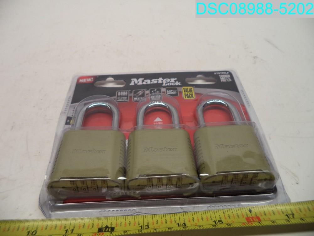 Master Lock 875TRILF 3-Pk Outdoor Combination Padlocks Durable & Resettable