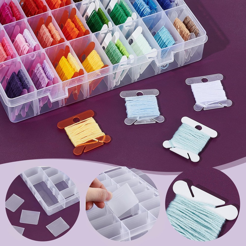 TWINKLEMON 509PCS Embroidery Floss Organizer Kit 3 Removable 24 Compartments ...