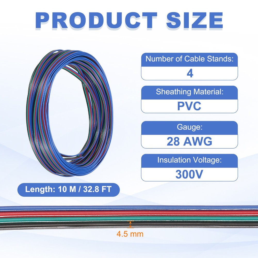 32.8ft 28 Gauge 4 Conductor Electrical Wire Tinned Copper Cable