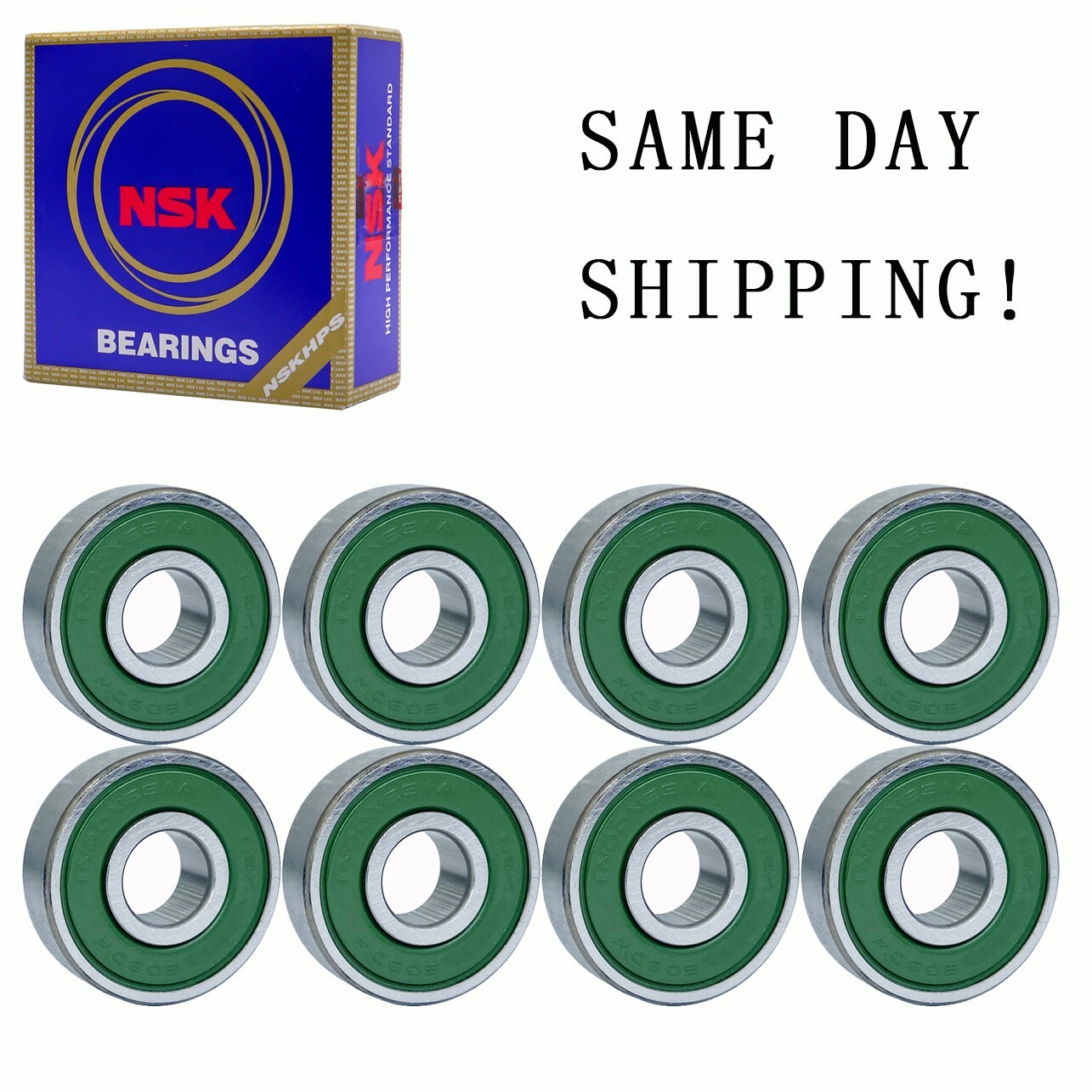 (8 PACK) NSK 608-2RS 8X22X7mmPrecision Rotating Quiet High Speed Bearings 608RS