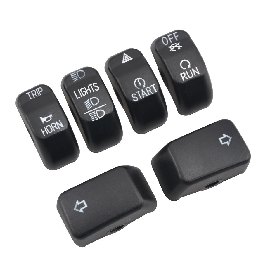 Black Hand Control Switch Housing Button Caps For Harley Dyna Softail Sportster