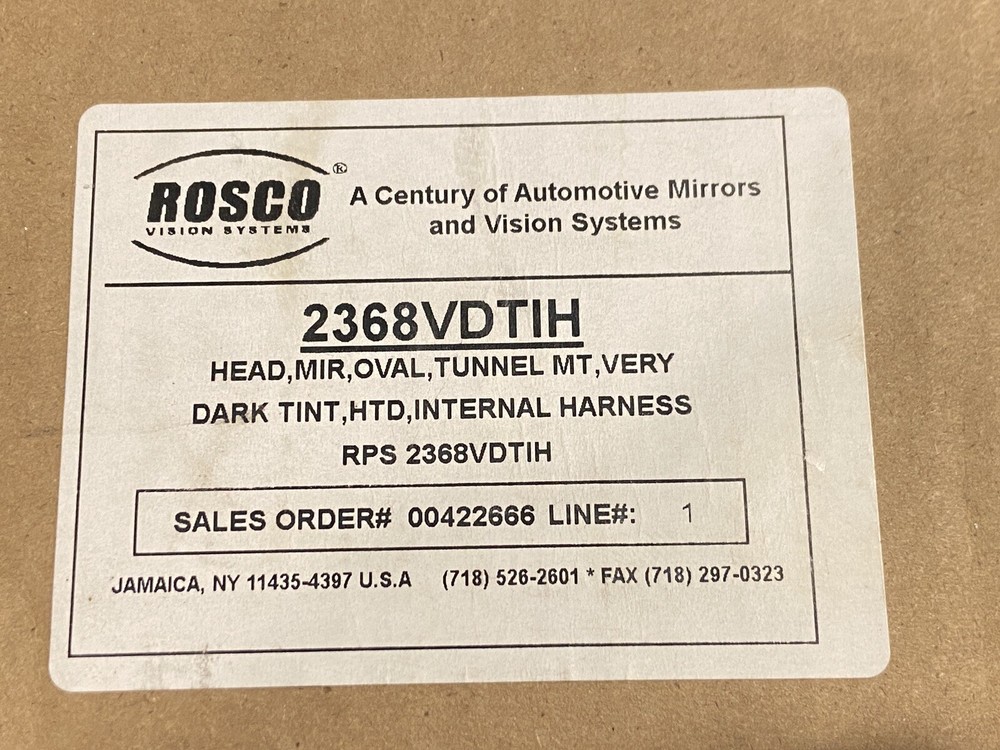 Rosco Hawk-Eye Elliptical Heated Vertical Tunnel Mount Internal Harness Mirror