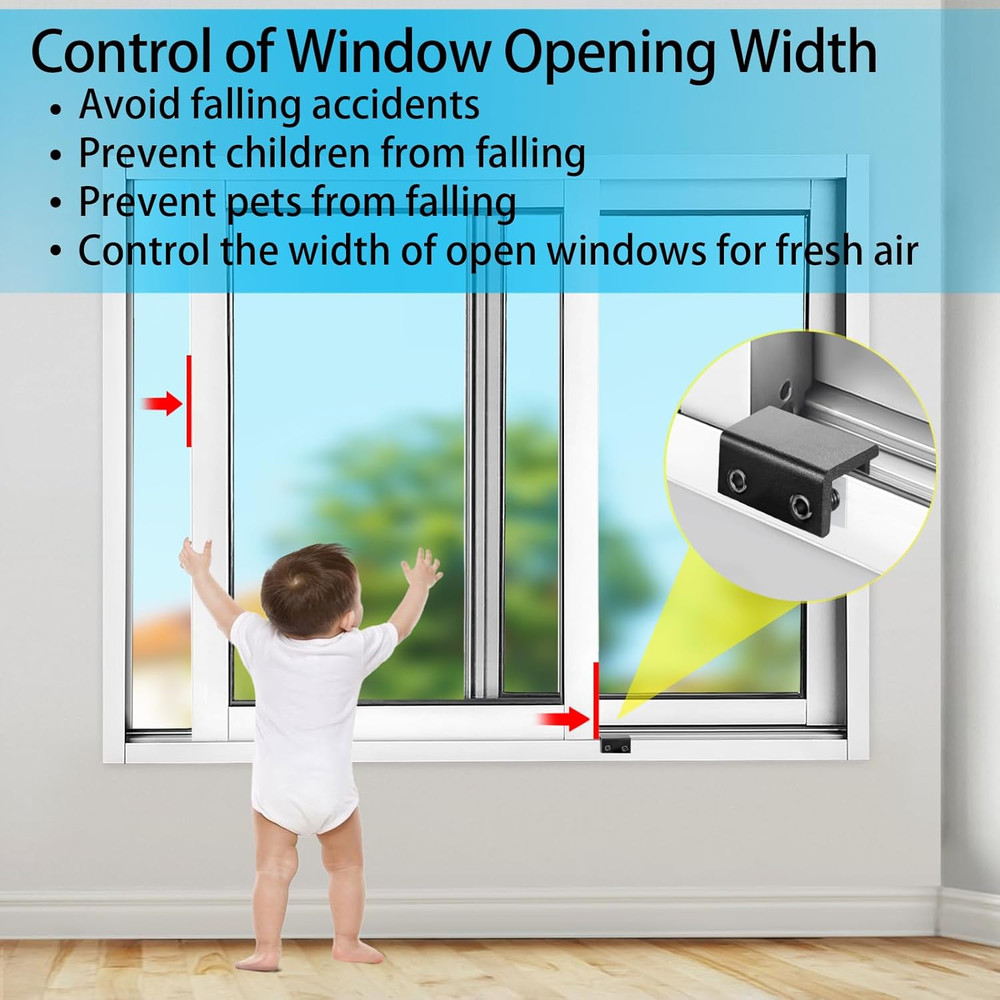 Window Locks,4 Pack Sliding Window Locks with Key for Vertical & Horizontal Slid