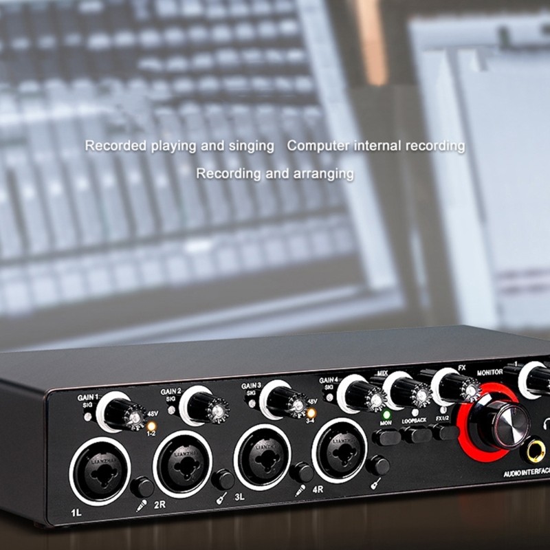 Four Channels Interface Sound Card for Studio Recording Mixer