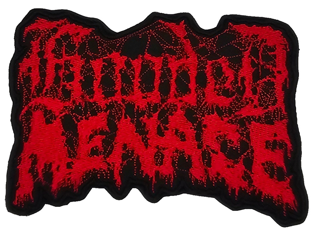 HOODED MENACE RED LOGO (shaped border) EMBROIDERED PATCH