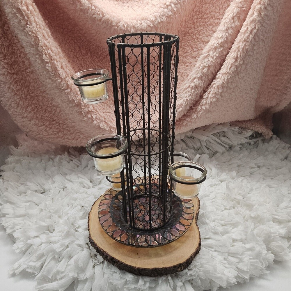 Rustic Metal Tower Includes Mosaic Plate Tea Lights Or Your Own Creativity!
