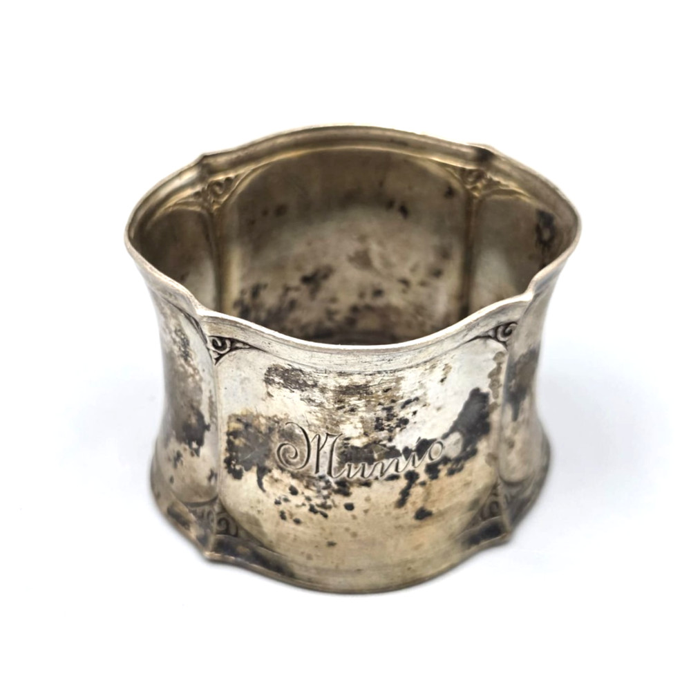 Collectible Antique German Solid 800 Silver Napkin Ring