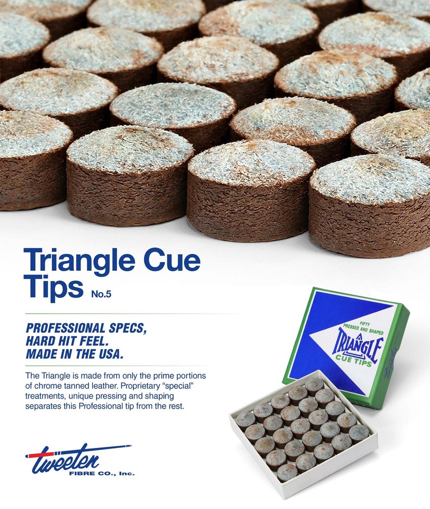 Triangle Billiard Pool Cue Tips - 14 mm, Pack of 5