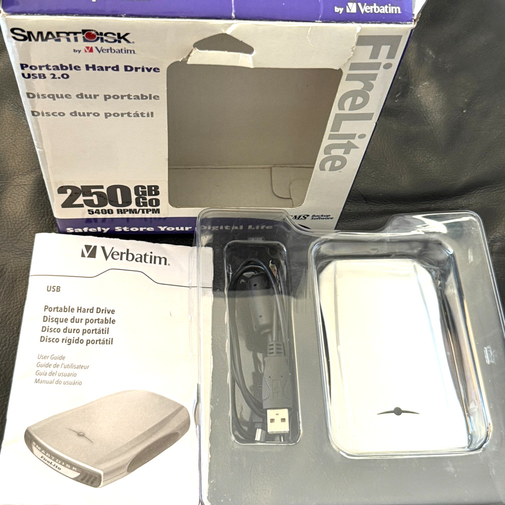 SMARTDISK FIRELITE HARD DRIVE USBFLB250 USB 2.0 EXTERNAL GRAY CABLE INSTRUCTIONS