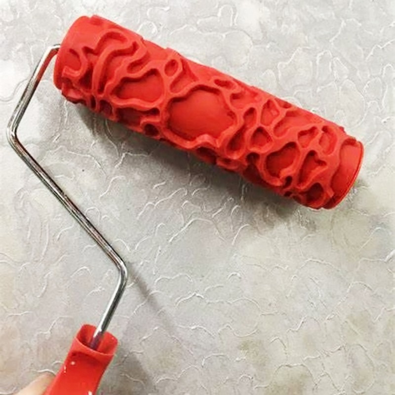 7 inch Pattern Painting Roller Embossed Paint Roller with Handle DIY Wall Decor