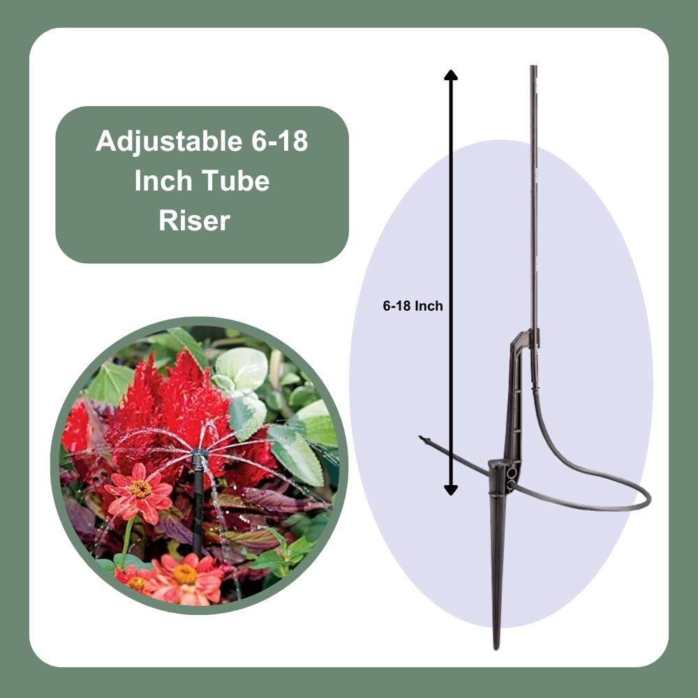 8 RainBird Adjutable Watering Drip Irrigation Stakes on Riser w Micro Bubbler