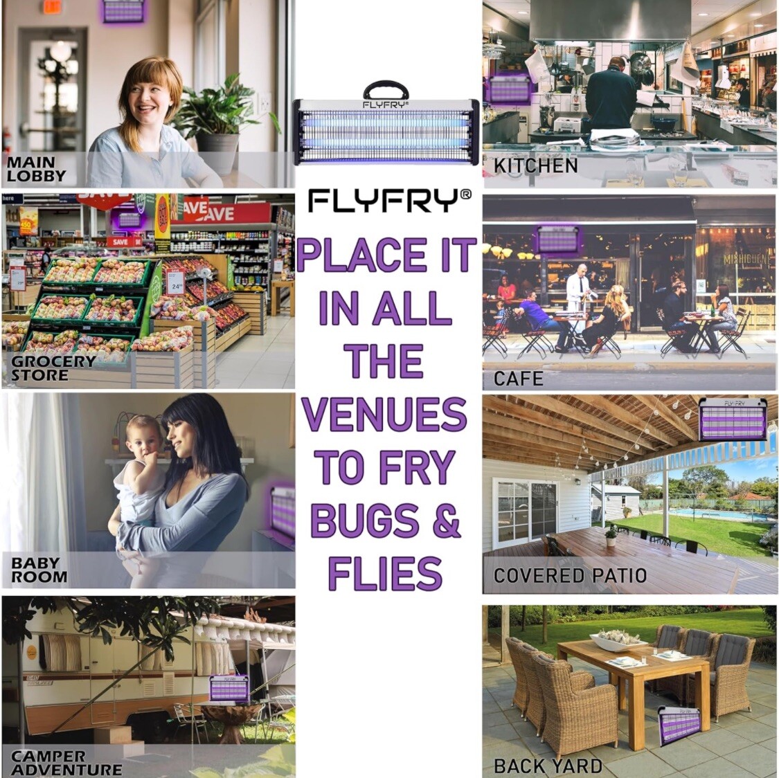 Portable Bug Zapper 40w Large for Restaurant Electric Lamp Mosquito Fly Killer