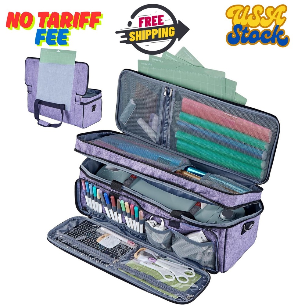 Double Layer Carrying Case with Mat Pocket for Cricut Maker 4, Explore 4, ...