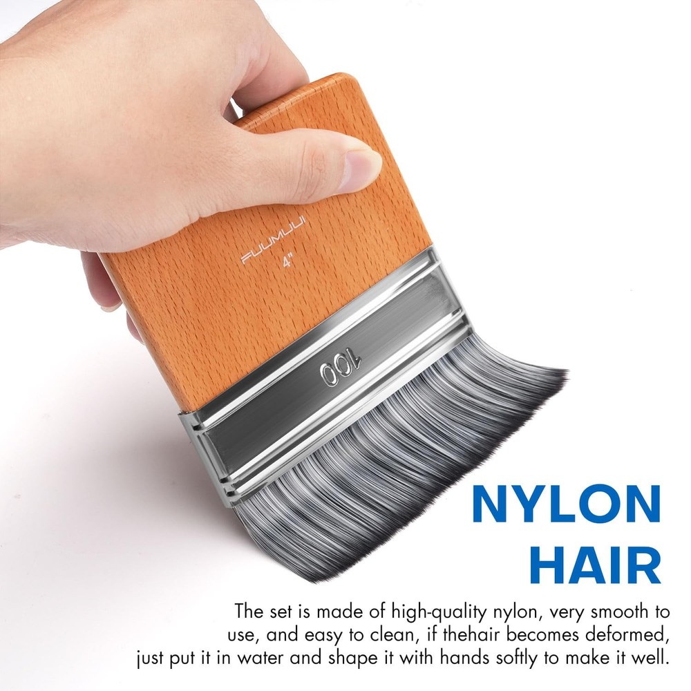 4pcs Flat Paddle Paint Brush Set, Scale Brushes, Large Paint Brush, Wide Flat...