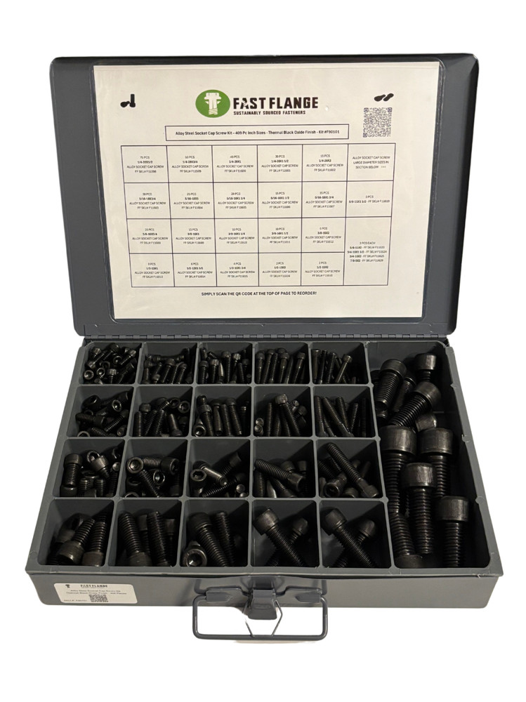 Inch Alloy Allen Socket Head Cap Screws Coarse Thread Black Oxide Kit- 409 Pcs