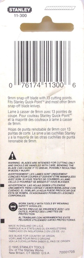 STANLEY 11-300 QUICK-POINT™ SNAP-OFF BLADES 9MM - 3 PACK