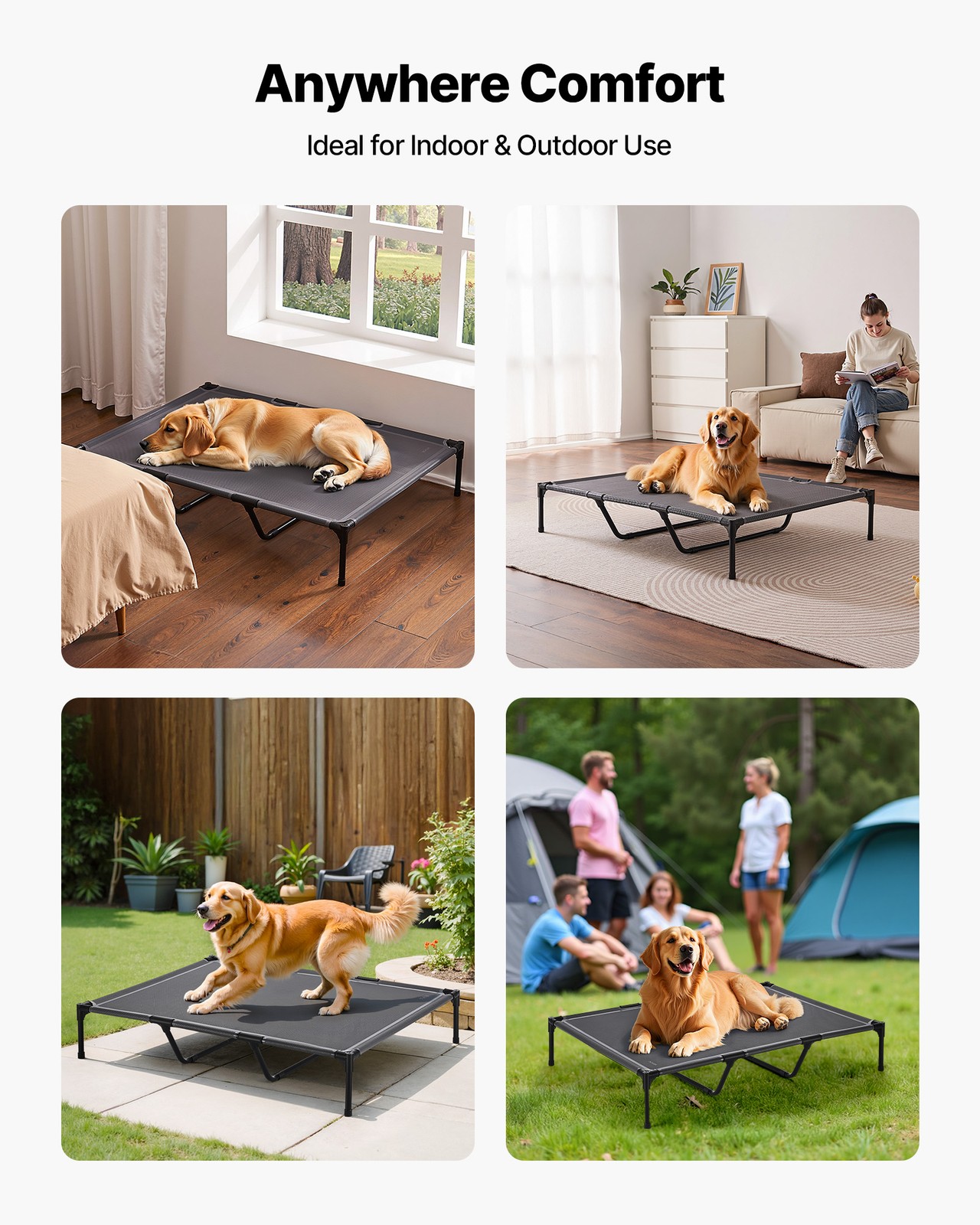 VEVOR Elevated Dog Bed for Large Dog Portable Raised Dog Cot with Metal Frame XL