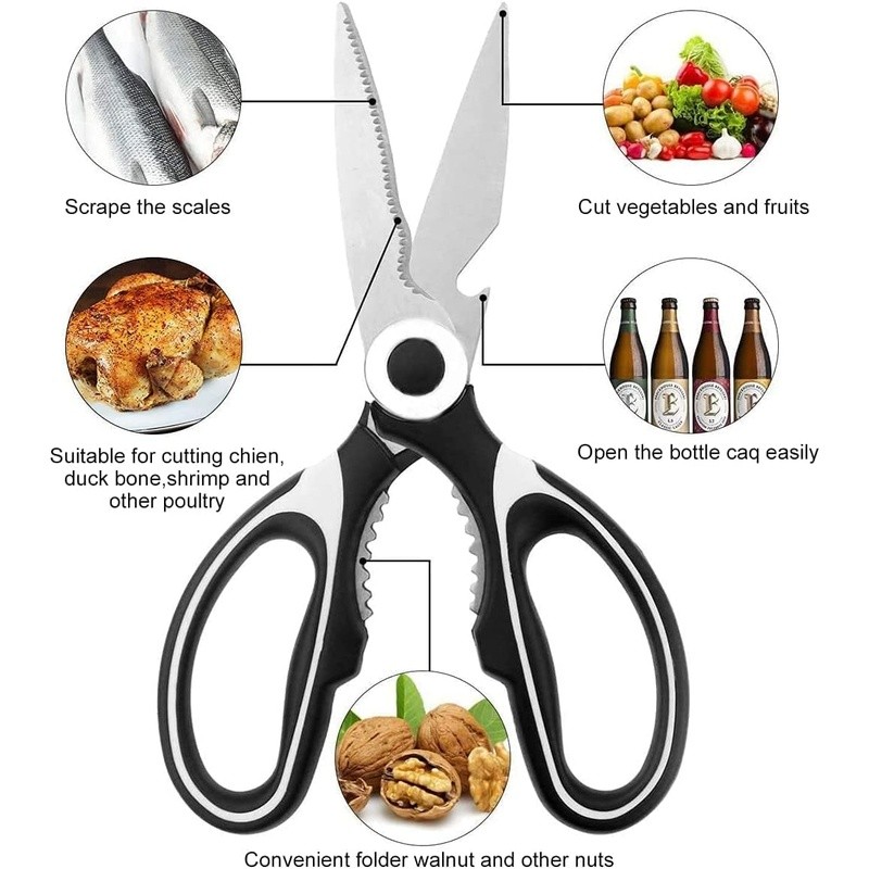 Multi-Function Kitchen Scissors Stainless Steel Sharp Durable W/ Bottle Opener
