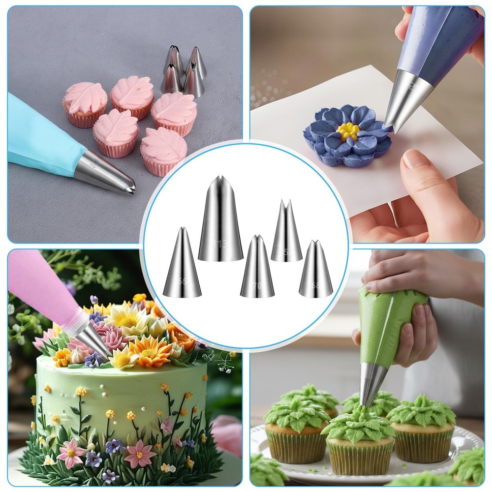 5 Pcs Stainless Steel Ruffle Tips,Leaf Piping Tips, Leaf Shape Piping Tip for...