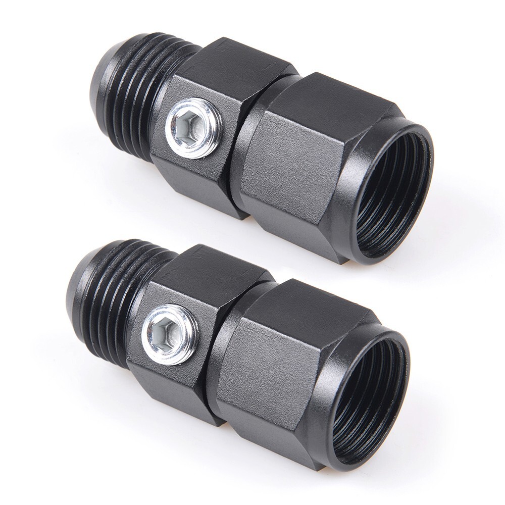 2Pcs Fuel Pressure Fitting 6AN Male to Female + 1/8 NPT Gauge Port Hose Adapter